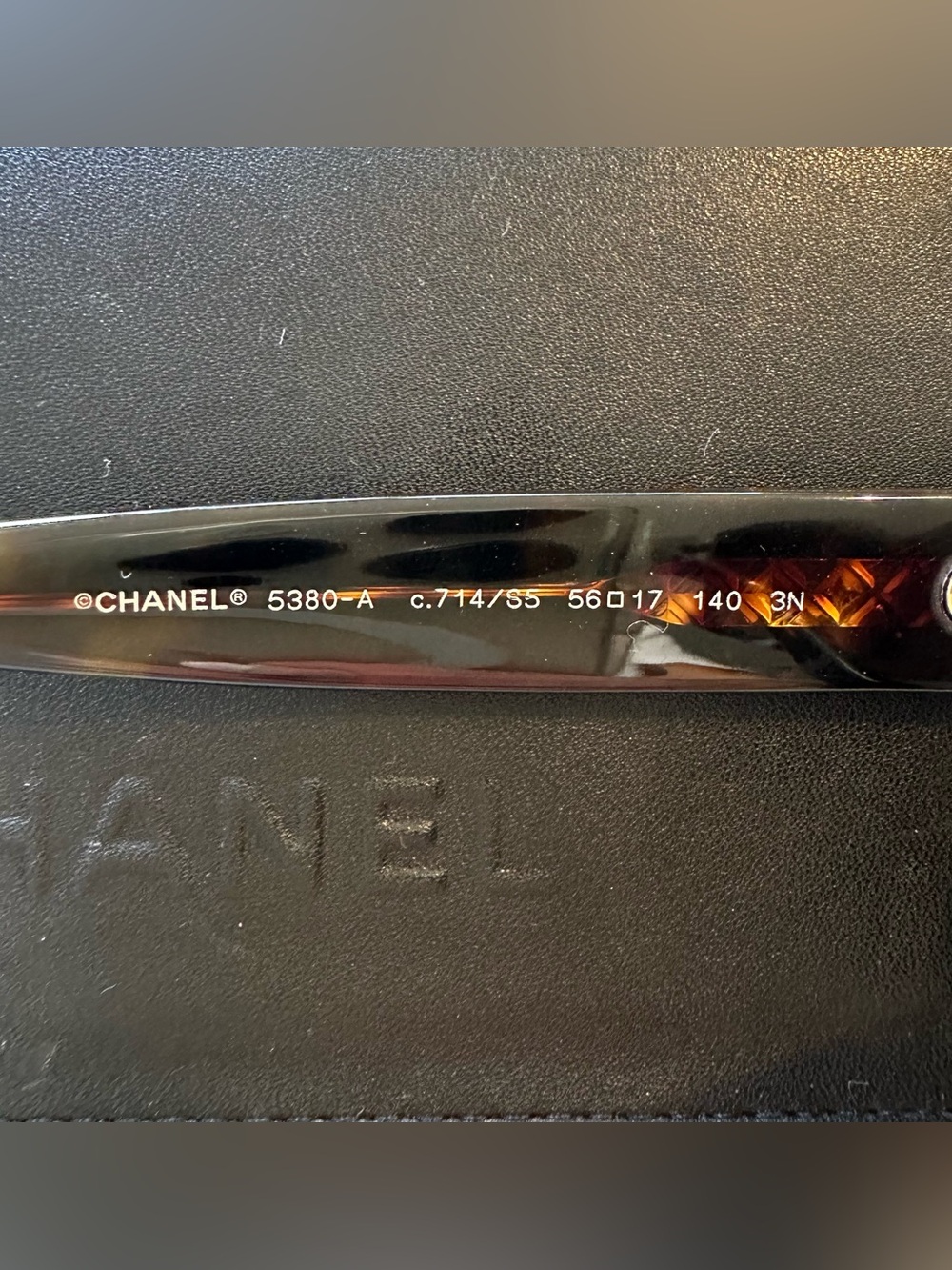 Chanel Sunglasses Dark Tortoise Brown Gradient Square Gold Logo Perf Cond 5380 A - Picture 6 of 10